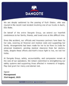 Dangote Group Commiserates with Phyna, Family over Ruth Otabor’s Death
